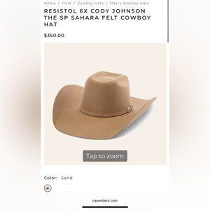 Cody Johnson Resistol 6x felt hat 7 1/4